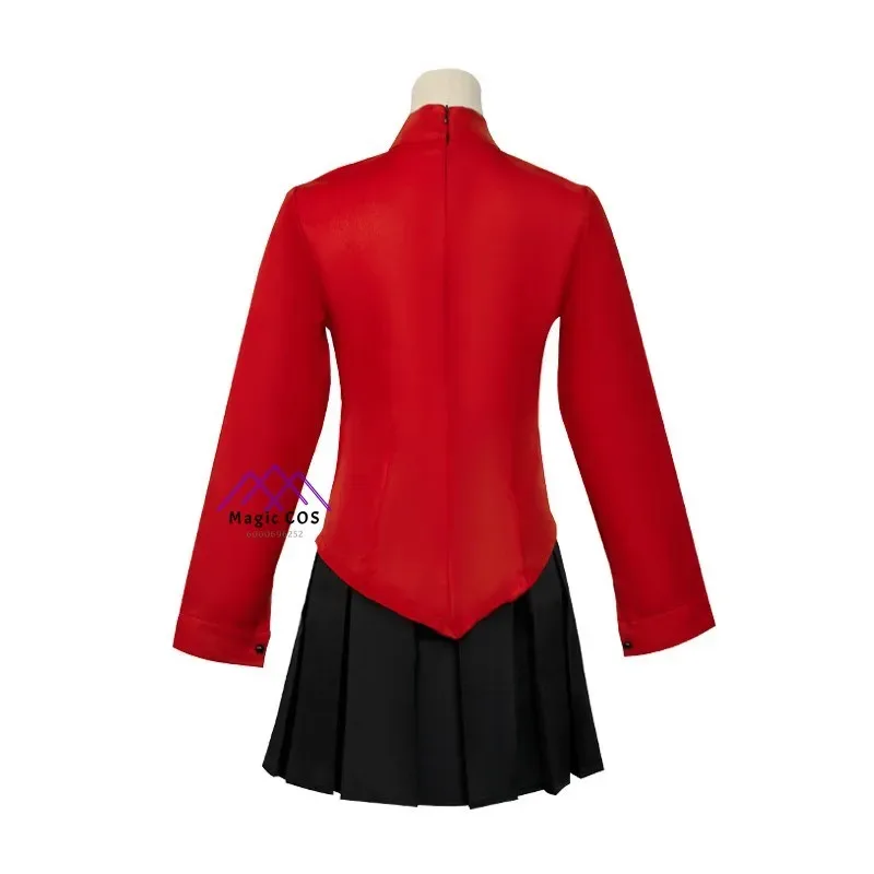 أنيمي مصير البقاء ليلة Tohsaka رين تأثيري حلي شعر مستعار طويل أحمر أسود تنورة مجموعة للنساء كرنفال البدلة لعب الأدوار فستان الهالوين