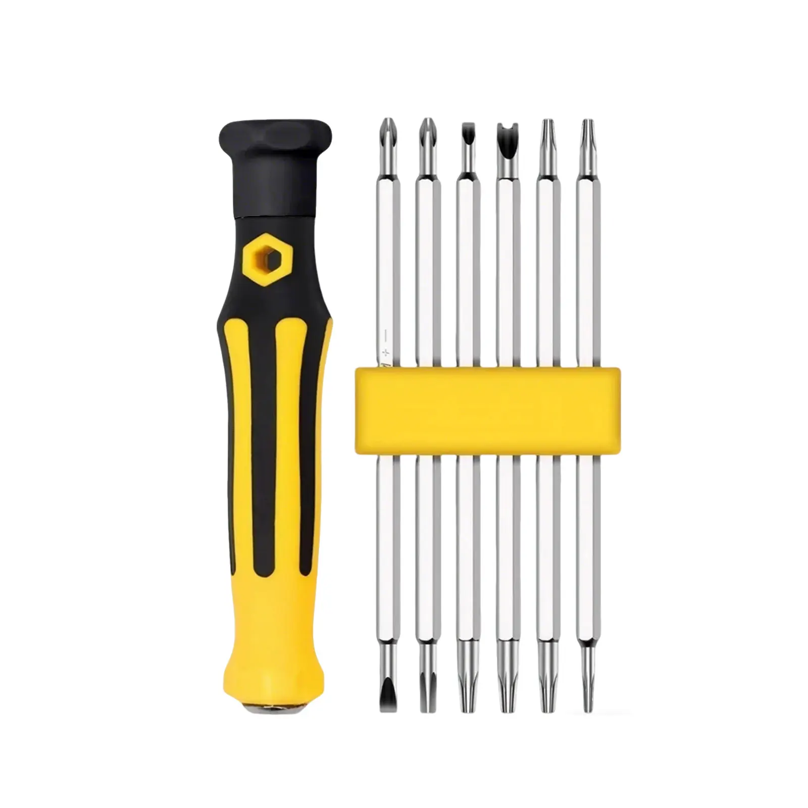 【 12-in-1 magnetisches Präzisions-Schraubendreher-Set】 Kreuzschlitzköpfe – multifunktionales Handwerkzeug für die häusliche Wartung, Gelb