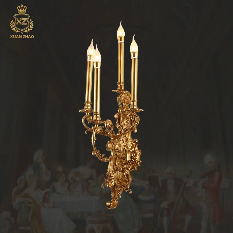 

Royal Decorative Wall Lamps Luxury Antique Copper Wall Lighting Candle Light E27 For Villa Home Hall Corridor