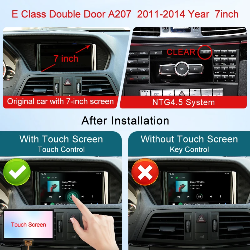 Wireless CarPlay For Mercedes Benz Duas Portas Classe E A207 W207 NTG4.5 Android Auto Support Screen Touch