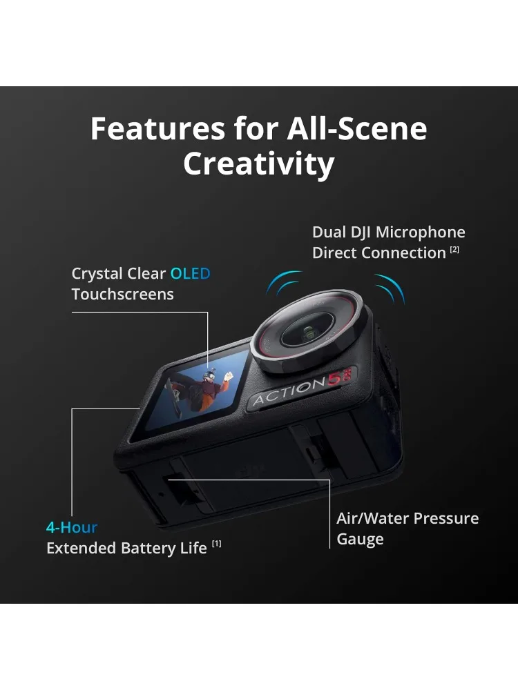 DJI Osmo Action 5 Pro Adventure Combo, Action Camera 4K con sensore 1/1,3", durata della batteria estesa di 12 ore con 3 batterie, Stabiliz