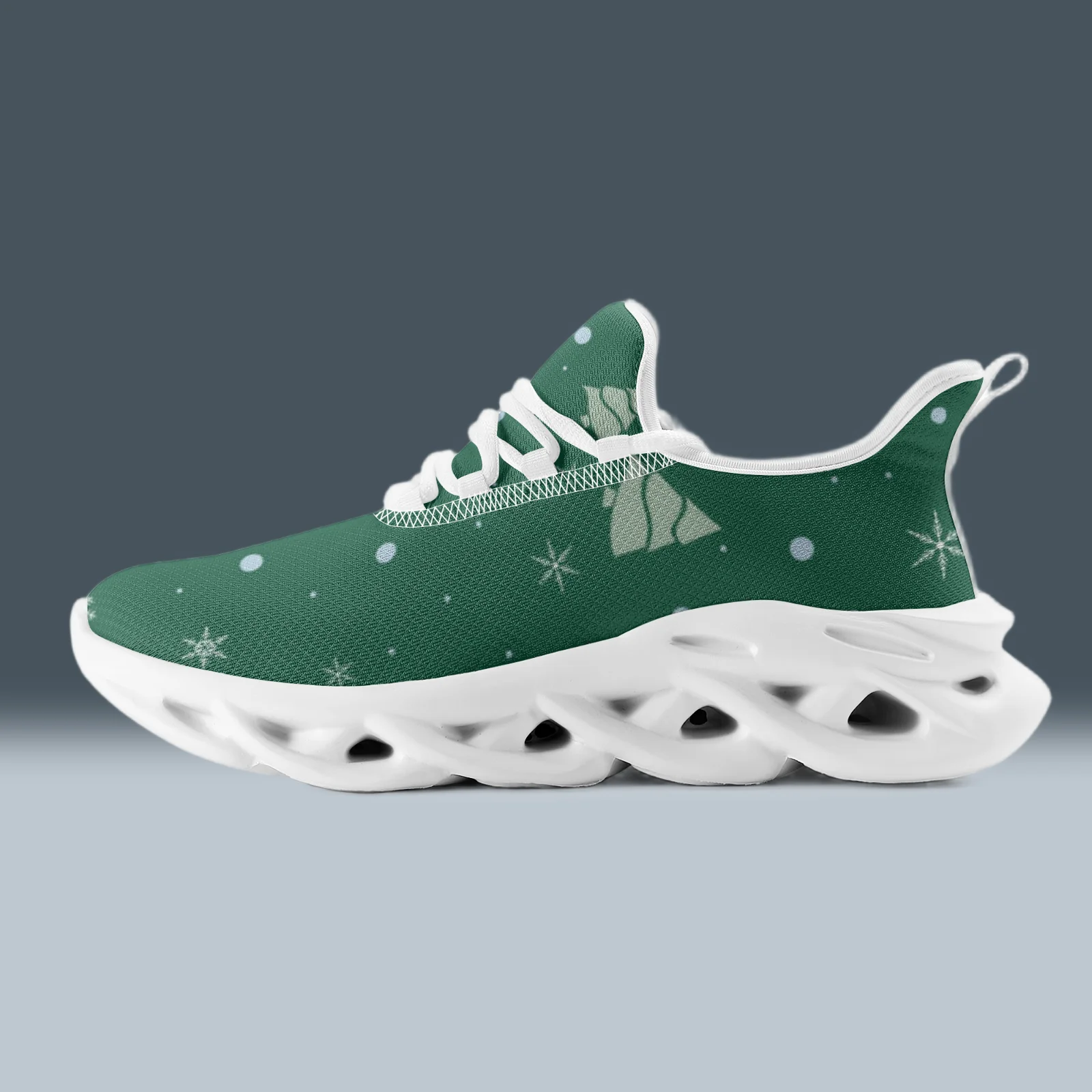 

Customized Green Christmas atmosphere casual sneakers for men and women, lightweight, breathable running shoes
