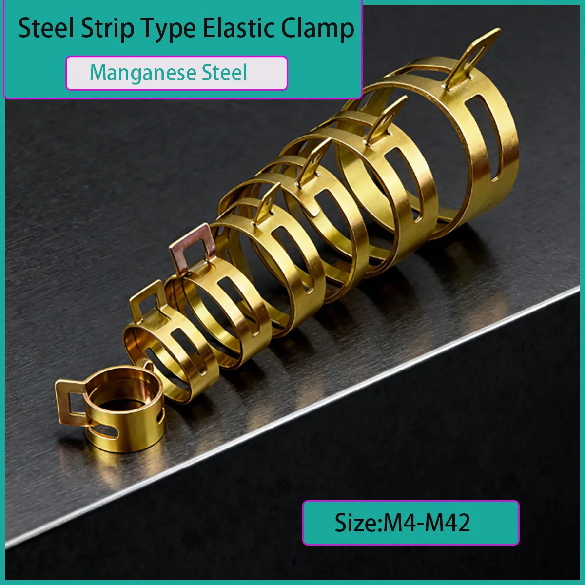 Manganese Steel/Color Zinc Coated Elastic Clamp M4-M42 - Water Pipe/Automotive Oil Pipe Spring Steel Throat Clamp,