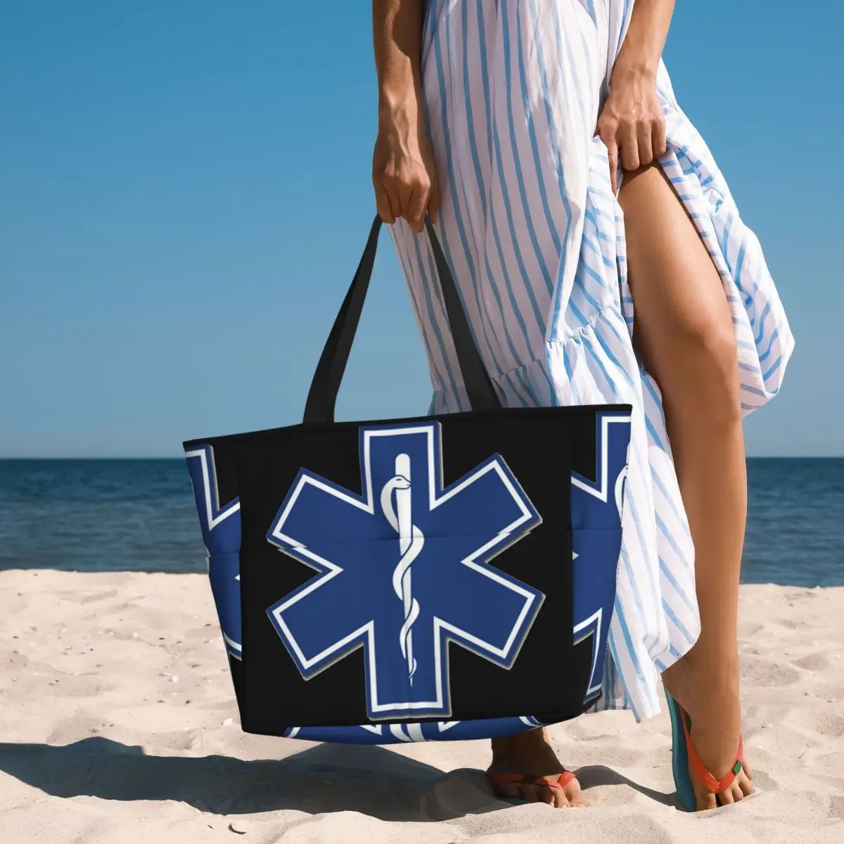 

EMT Star Of Life Emergency Medical Beach Tote Bag Sport Gym Yoga Duffle Large Tote Bag Women Travel Bag Fitness bag