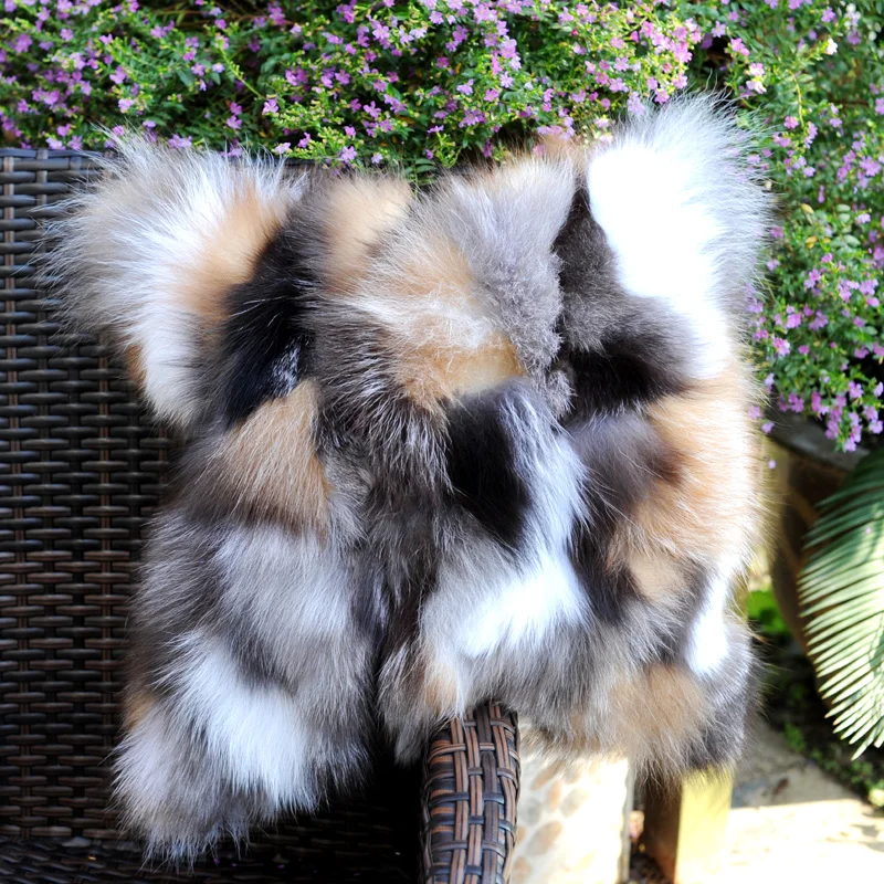 

Free Shipping CX-D-96 Factory Wholesale Custom Size Patchwork Fox Fur Cushion Cover