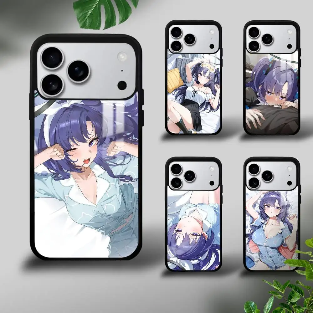 

Hayase Yuuka Blue A-Archive Phone Case For IPhone 17 16 15 14 13 12 11 Pro Max Plus Mini Plus Hard Mirror Surface Protect Funda