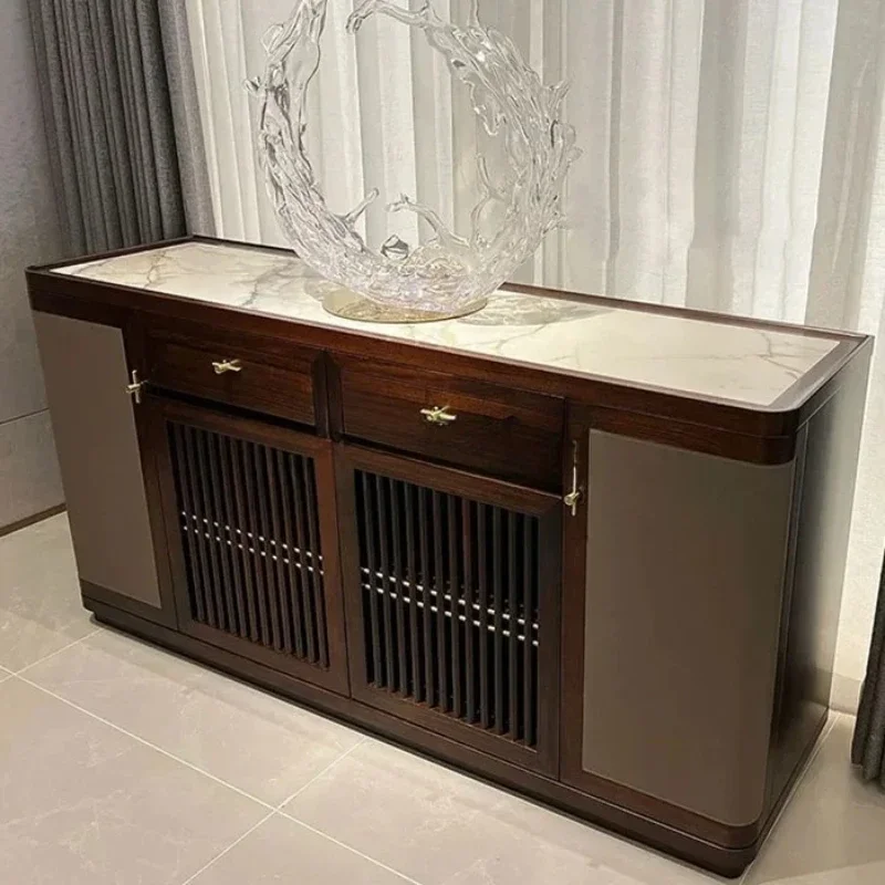 

Side cabinet Modern simple living room Full solid wood locker Ebony porch cabinet