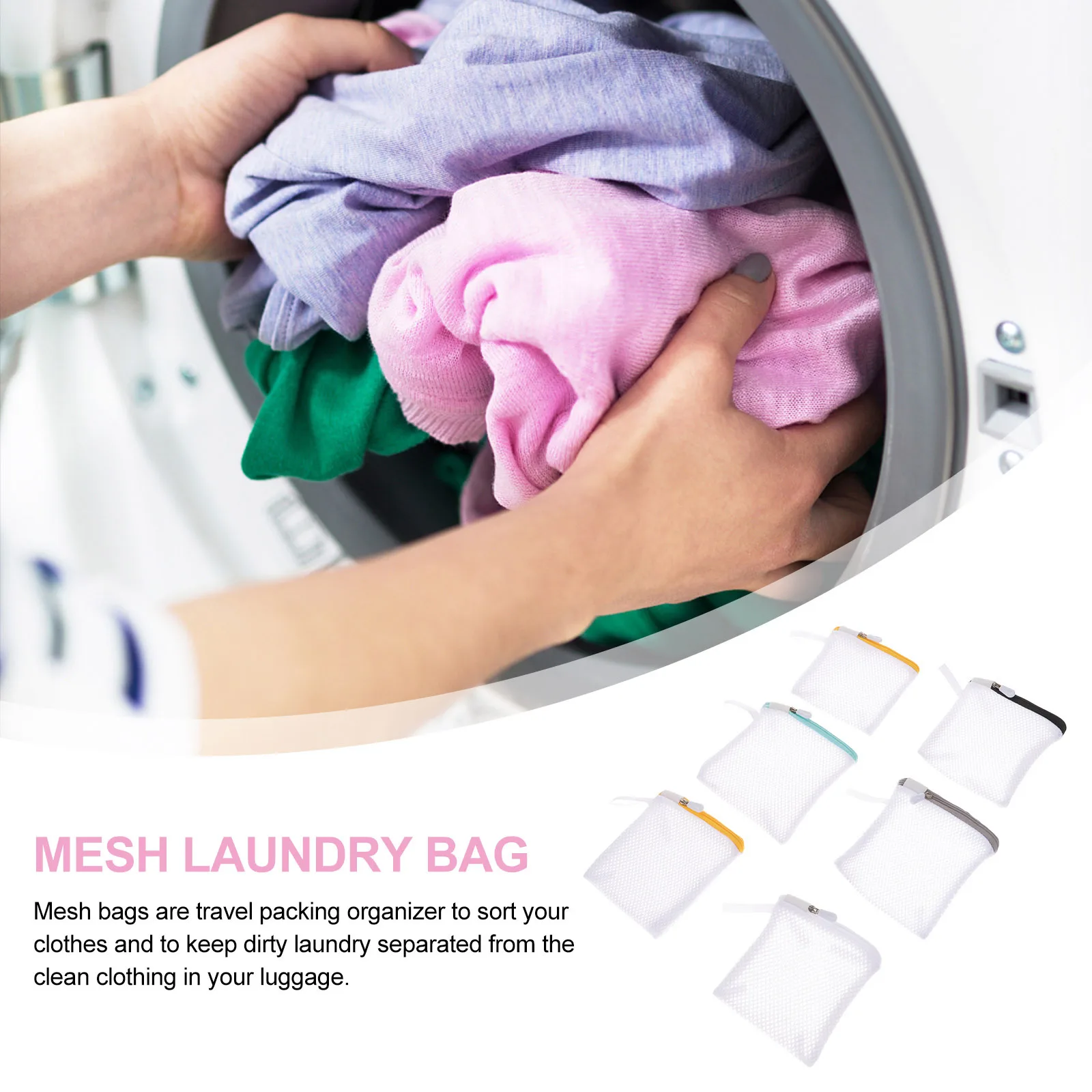 

6Pcs Washing Machine Laundry Bags Set Fine Mesh Protective Wash Pouches for Delicates Travel Organization Foldable Lightweight