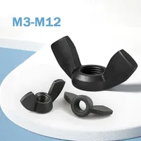 5-30Pcs M3 M4 M5 M6 M8 M10 M12 Black Nylon Wing Nut Hand Tighten Thumbnut Butterfly Nut for Installation of Bolts and Screws