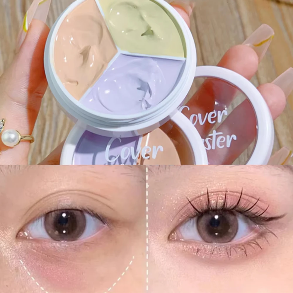 Lekki i długotrwały kremowy korektor w trzech odcieniach, kryjący przebarwienia na twarzy, ślady po trądziku, cienie pod oczami, krem do konturowania i jako podkład.