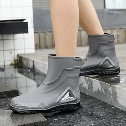 Men's Mid Calf Rain Boots Waterproof Rubber Shoes for Fishing Husband Galoshes Garden Work Kitchen Shoes Man Rainshoes Footwear