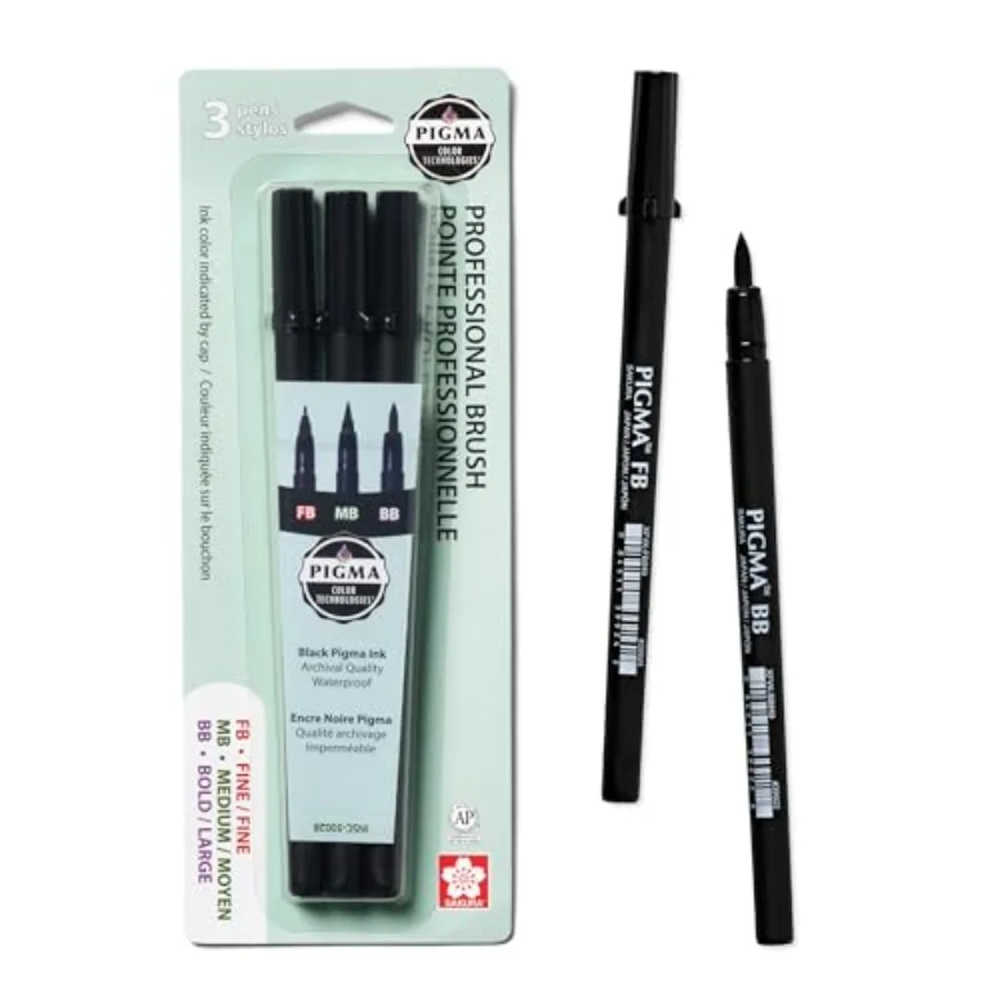 

Pigma Professional Brush Pens - Archival Black Ink Pens - Pens for Lettering, Modern Calligraphy, or Drawing - Brush Nibs - 3 P