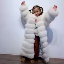 YOLOAgain Girls Real Fox Fur Jacket Long Kids Fur Coat 2024 Winter Outerwear - AliExpress