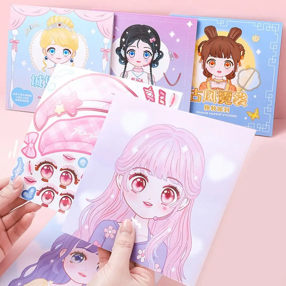 15sheets Little Girl Makeup Outfit Stickers Scrapbooking Hand Account Student School Cartoon Album Journal Personalized