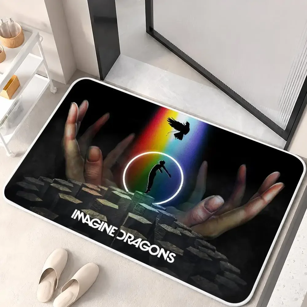 Rock Band Imagine D-Dragons Bones Floor Mat Flannel Rug Soft Non Slip Door Mat Bathroom Bedroom Kitchen Living Room Home Decor