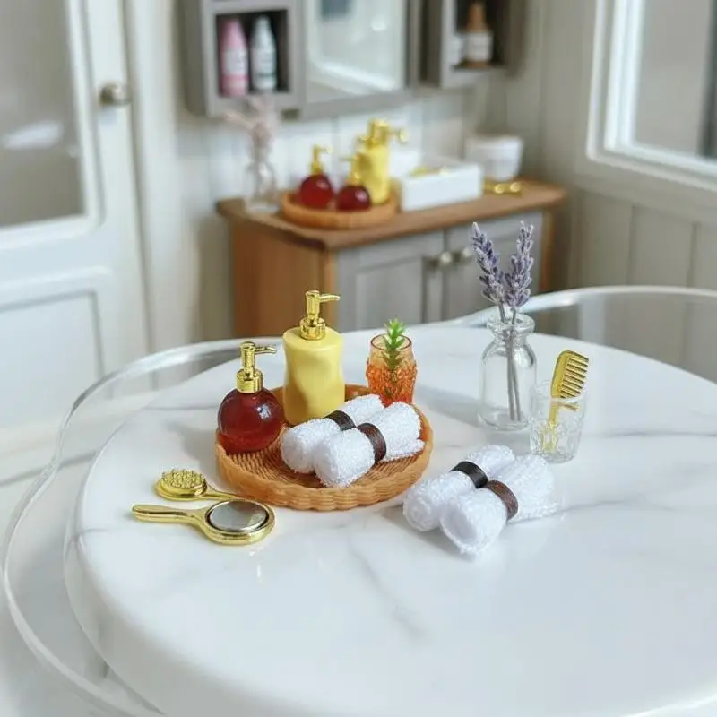 1 Set DIY Miniature Hobby Projects Mini Dollhouse Toiletry Kit With Realistic Details Perfect For Doll House Bathroom Decor