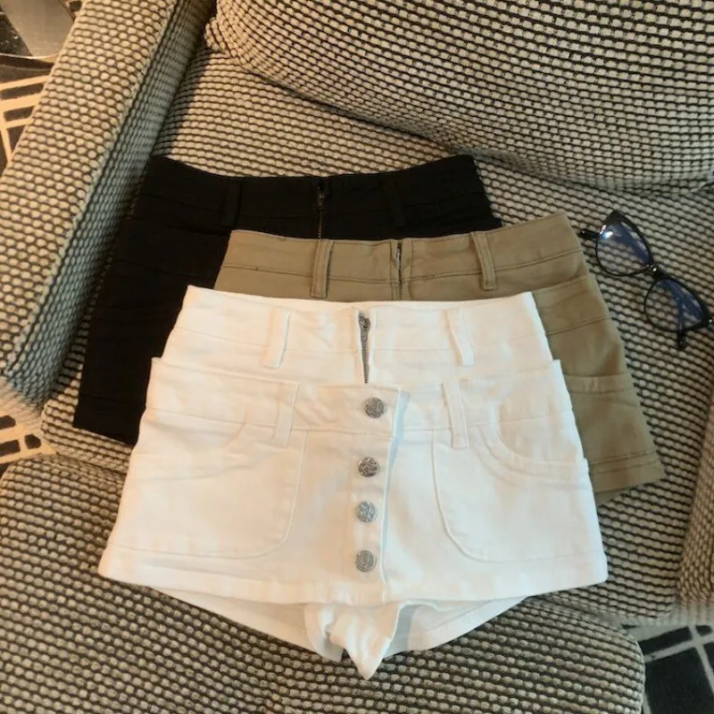Spice Girl Button High Waist Denim Short Skirt Women's Summer New Hips A-shaped Skirts