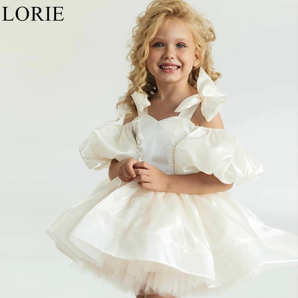 

LORIE Ivory Cute Flower Girl Dresses A-Line Sweetheart Pleated Puff Sleeves Wedding Party Dress Mini Birthday Gowns Customized