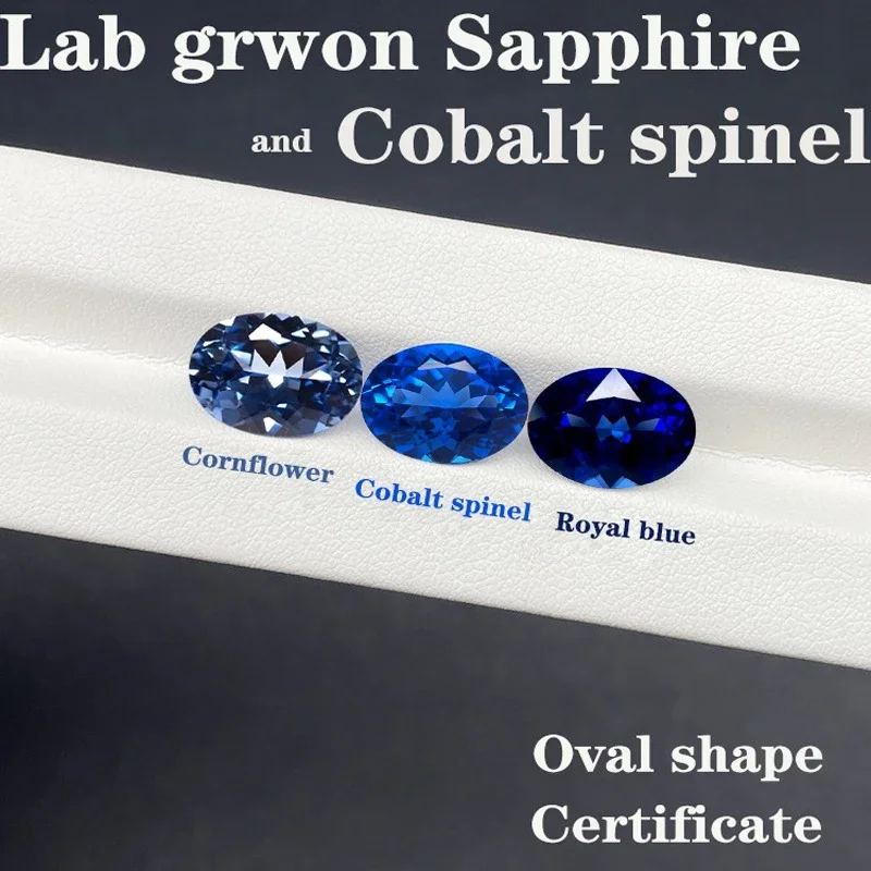 

Cobalt Spinel and Sapphire Lab Grown Stone Charms Gemstone Oval Cut Blue Color for DIY Jewelry Making Materials with Certificate