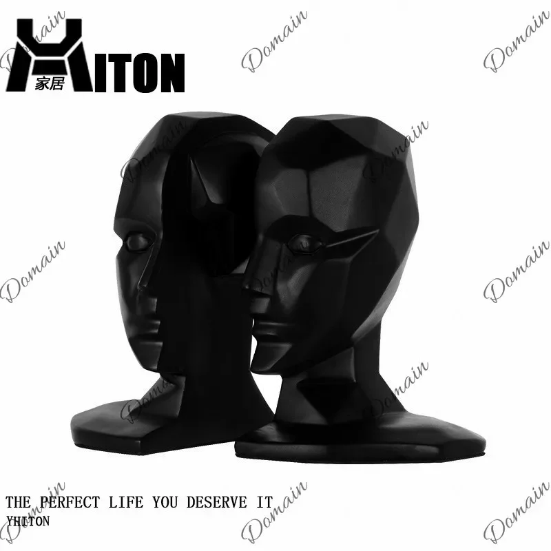 J81 Modern Abstract Brain Face Bookend Shelf Decor Book Holder Office Home Ornament