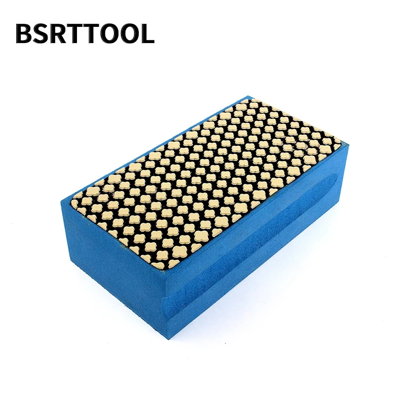 BSRTTOOL 4pcs Diamond Hand Polishing Pad Sanding Grinding Resin Bond Foam Back Hand Pad DIY Tool