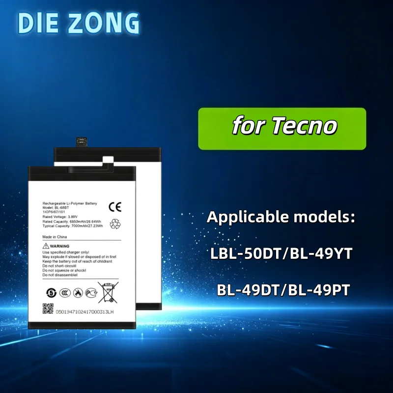 Applicable  FOR Tecno Mobile Phone Battery LBL-50DT/BL-49YT/BL-49DT/BL-49PT Long‑Lasting Battery Life Fast Shipping
