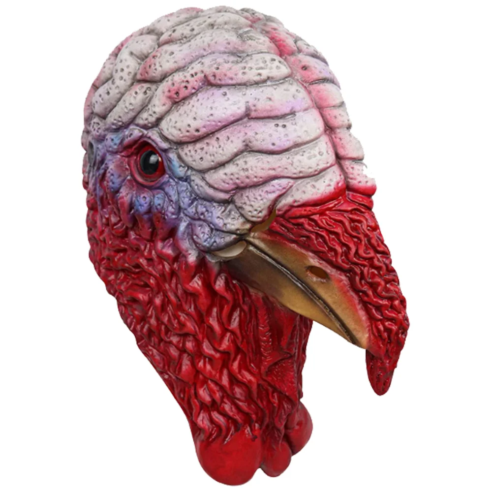 Turkey Head Mask Animal Halloween Rooster Latex Thanksgiving Cock Novelty Chicken Bird Prop Costume Party for Adult