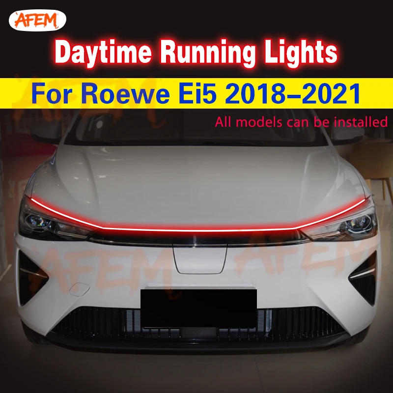 LED Daytime Running Light Strips Universal Hood Lamp Flexible Car LED Guide Lights Waterproof 12V DRL For Roewe Ei5 2018-2021