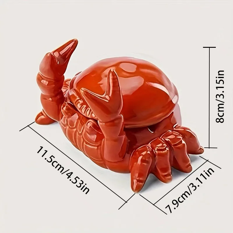 A charming crab ceramic ashtray with lid, home and office decoration tea pet, unique irregular shape, no need for electricity.