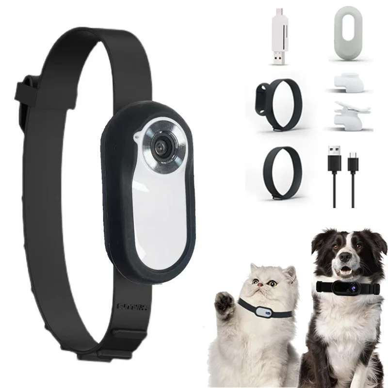 HD 1080P Dog Tracker Collar No WiFi Needed Cat Collars Camera Sport Action Camera with Video Records Mini Body Cam