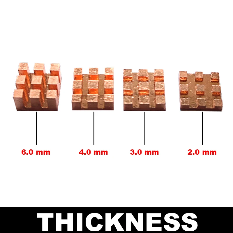 Dissipateur de chaleur en cuivre pur, petit chipset de dissipateur thermique, religions IC pour mémoire RAM MOS avec bande arina thermique municipalité 48A, 10x10mm, 5 pièces par lot