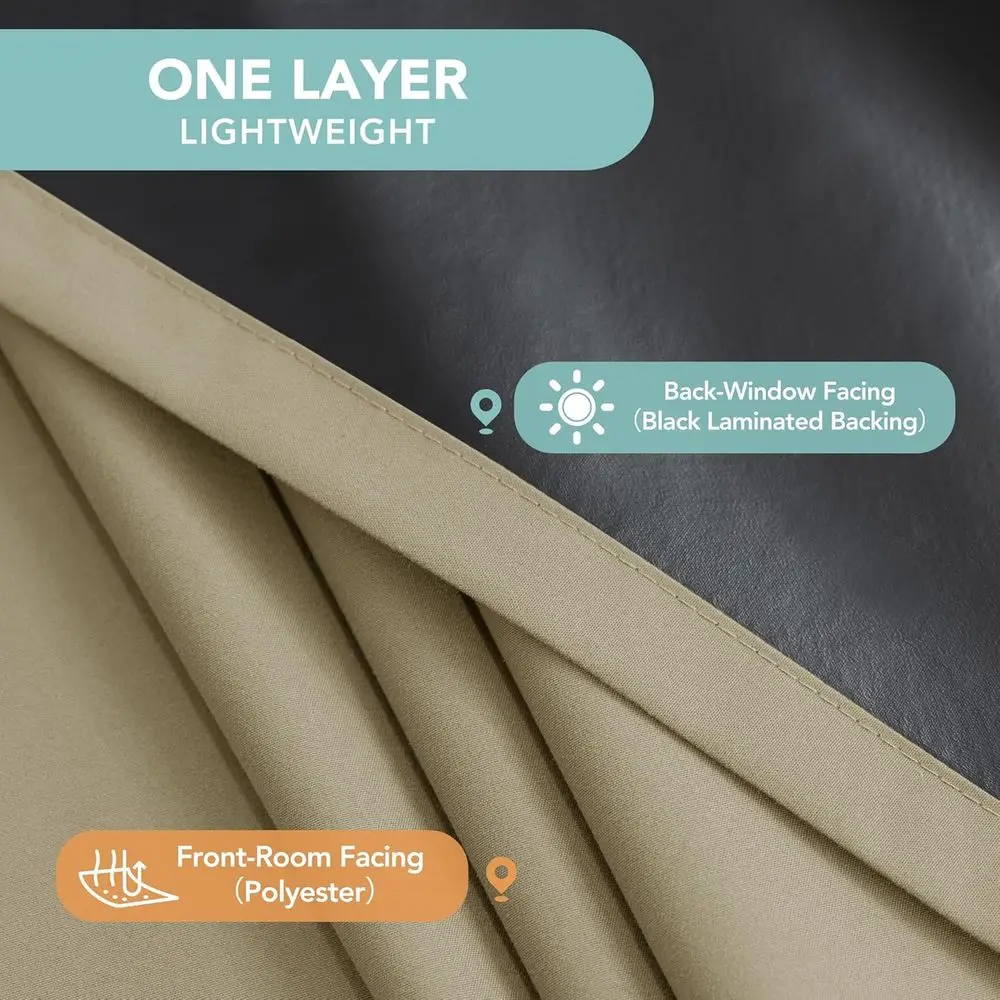 ผ้าม่านกันความร้อนแบบทึบแสง 4 ชิ้น ป้องกันความเป็นส่วนตัว สีเทาอมน้ำตาล ขนาด 54x63 นิ้ว สำหรับห้องนอน