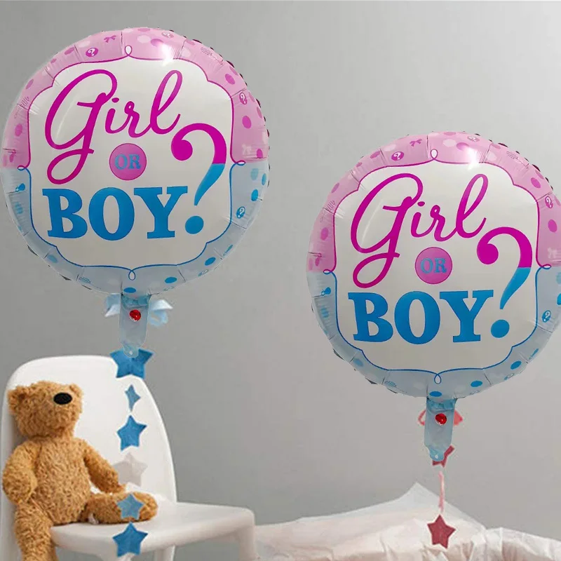 

10pcs 18inch Gender Reveal Boy Girl Print Aluminum Film Balloon, Gender Reveal Party Boy or Girl Baby Year Balloon Decoration