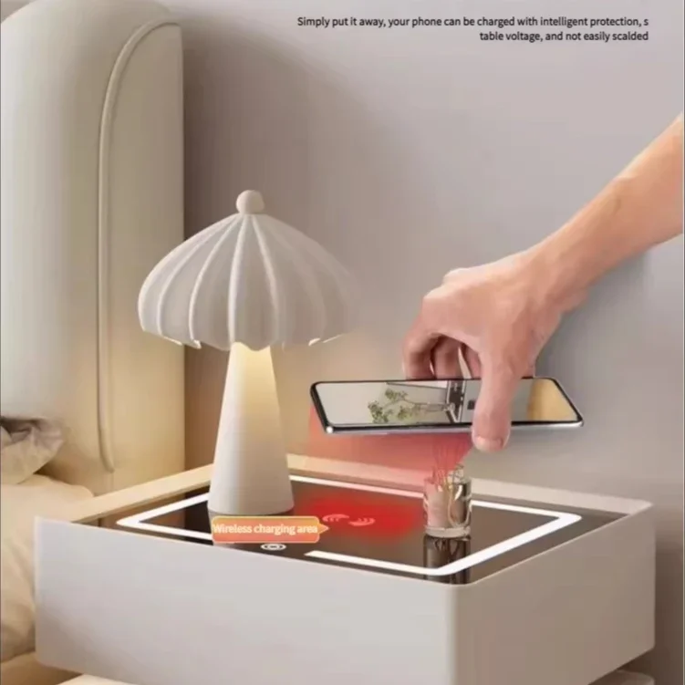 Mesita de Noche Flotante Moderna de Fábrica China 2026, Mesita de Noche LED para Dormitorio, Mesita de Noche Montada en la Pared