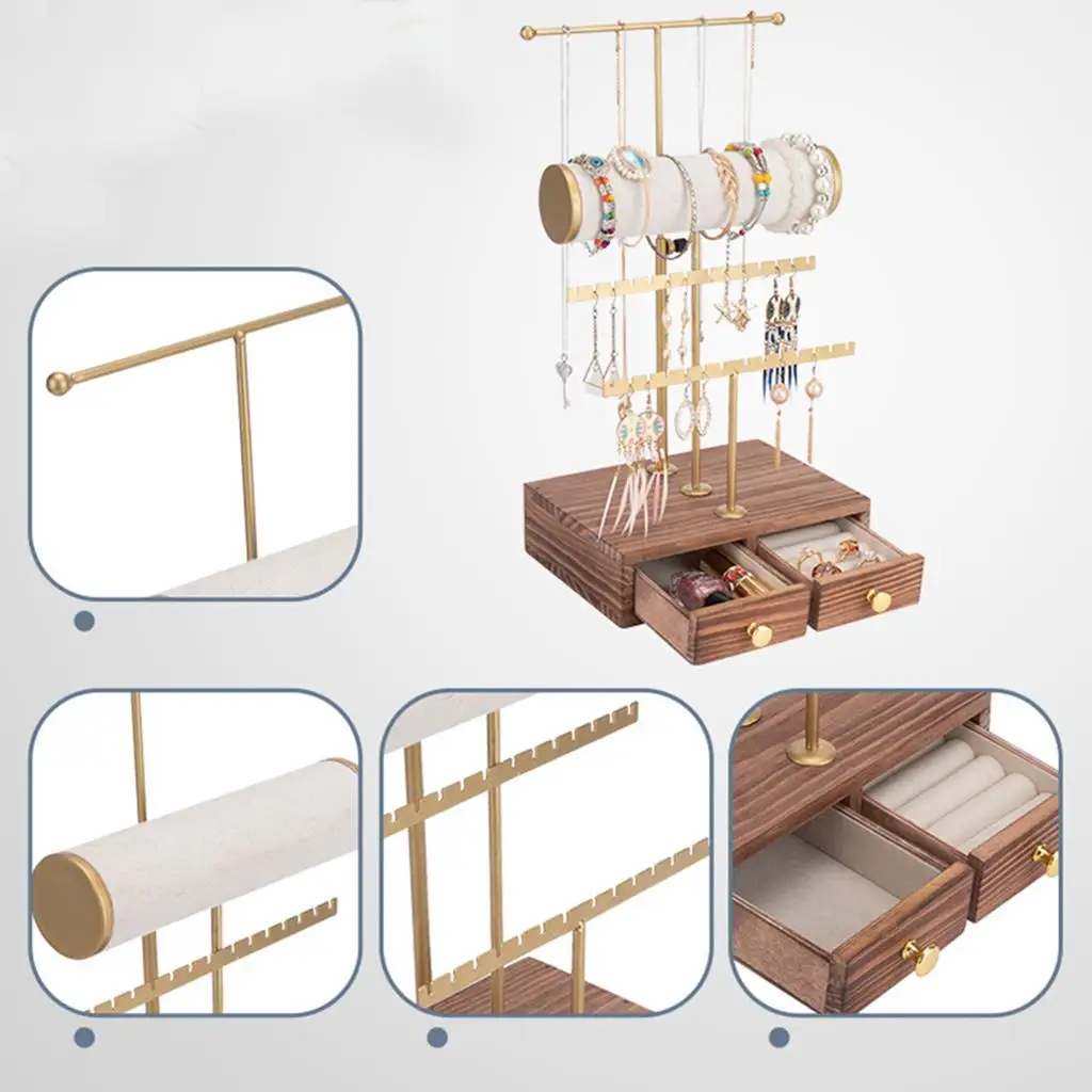 Jewelry Holder 3-layer Metal Earring Display Stand Free Standing Supplies