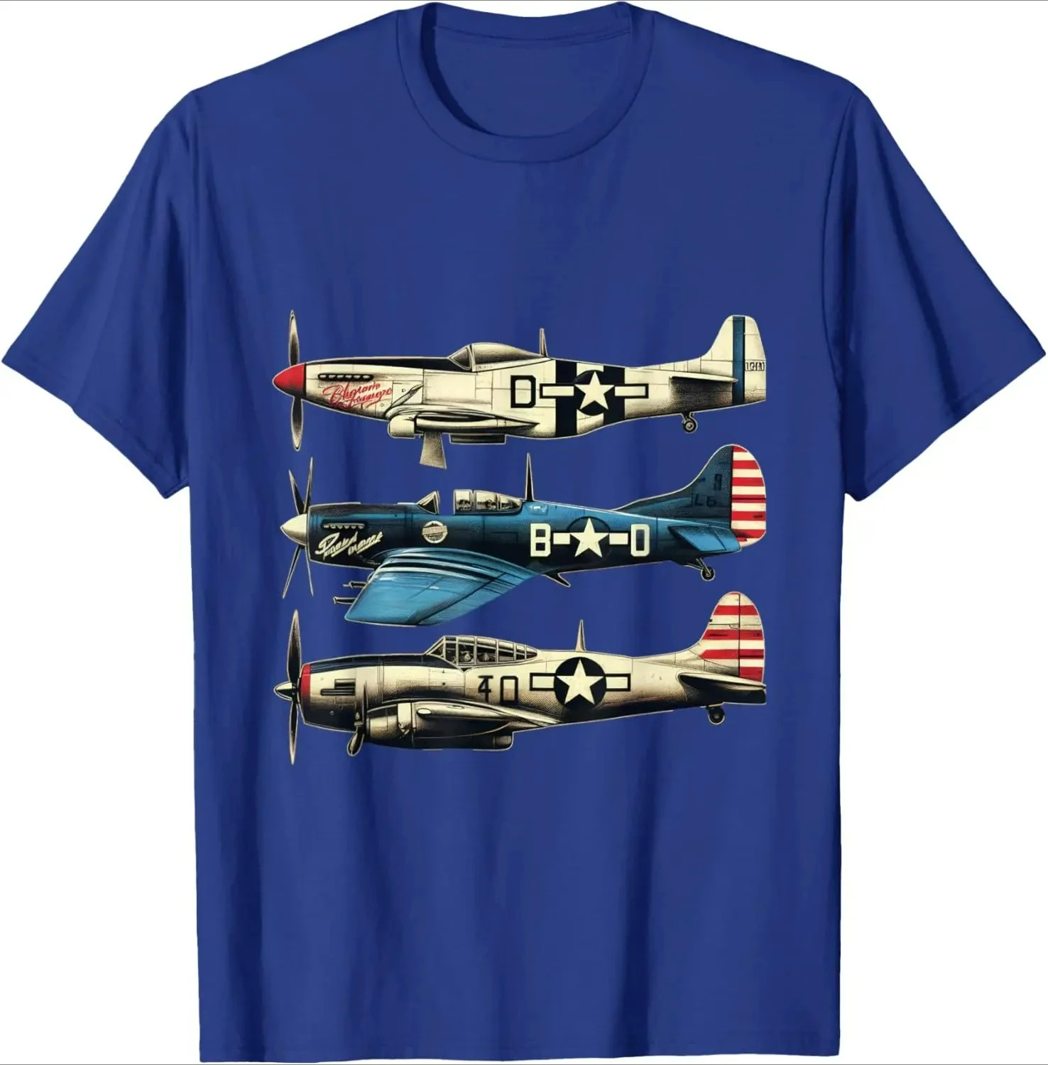 Warplanes P-51 Mustang F4U Corsair P-47 Fighter T-Shirt 100% Cotton O-Neck Short Sleeve Summer Casual Mens T-shirt