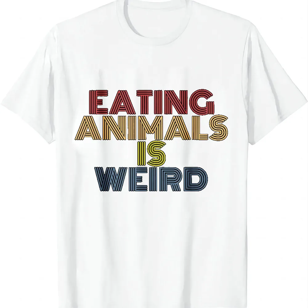 Eating Animals Is Weird Vegetarian Vegan Retro 70s Vintage T-Shirt Vintage Clothes Tops Mens Women Clothing Graphic T Shirts