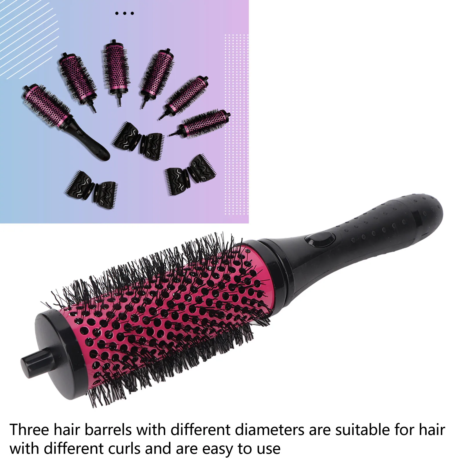 Round Hair Brush Set Detachable Ergonomic Handle Soft Nylon Teeth Round Hair Comb Set Round Hair Brush Round Hair Comb Set