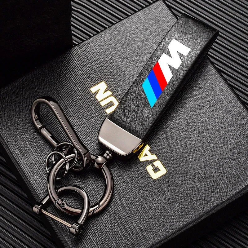 Vintage Leather Car Keychain Horseshoe Buckle Jewelry KeyRing For BMW E46 E90 E60 F30 E39 E36 E87 E92 E91 E10 F20 X5 Performance