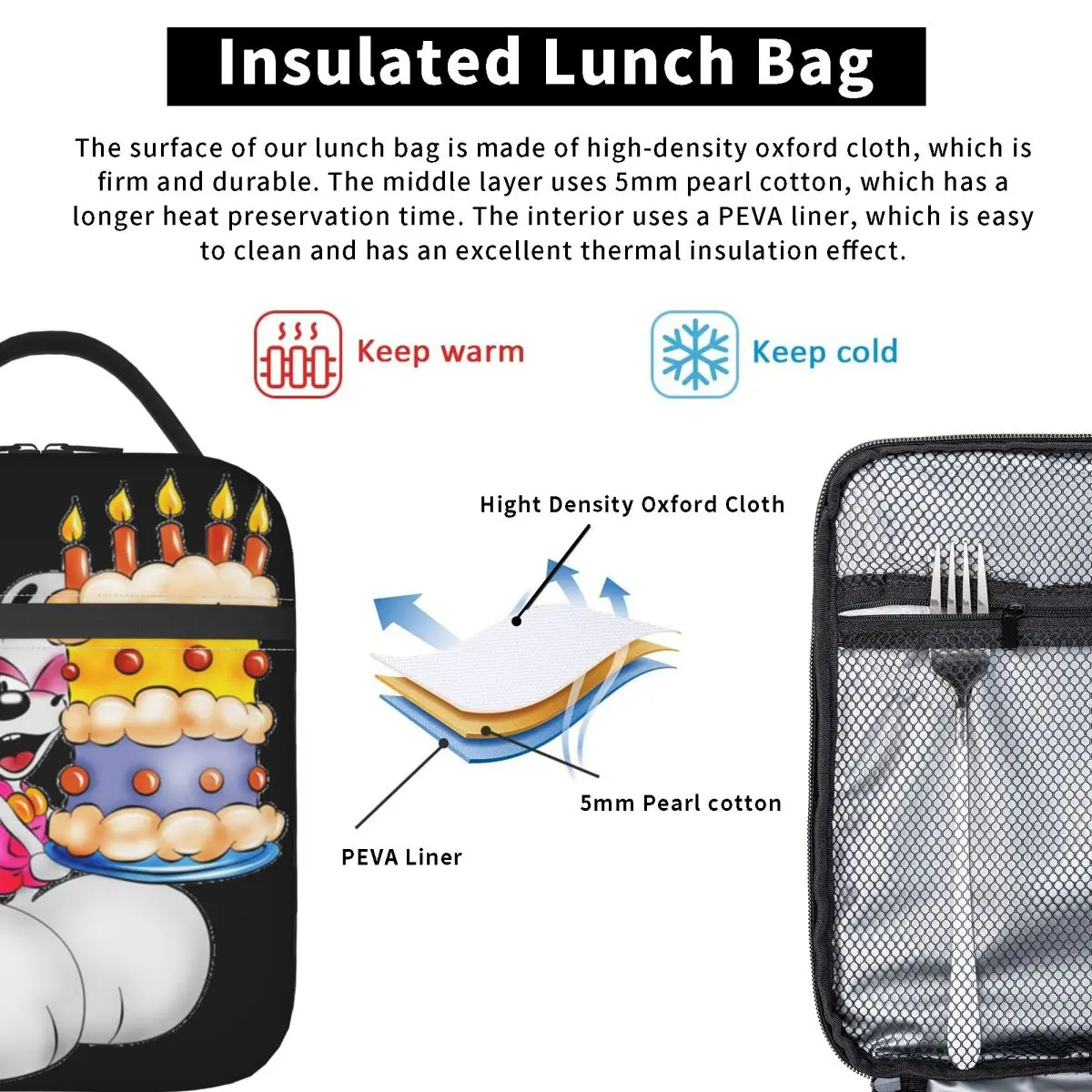 حقيبة غداء لعيد الميلاد السعيد من كارتون ديدل للبالغين، رسومات ترفيهية، محمولة، حقيبة غداء مبرد حراري أكسفورد #3