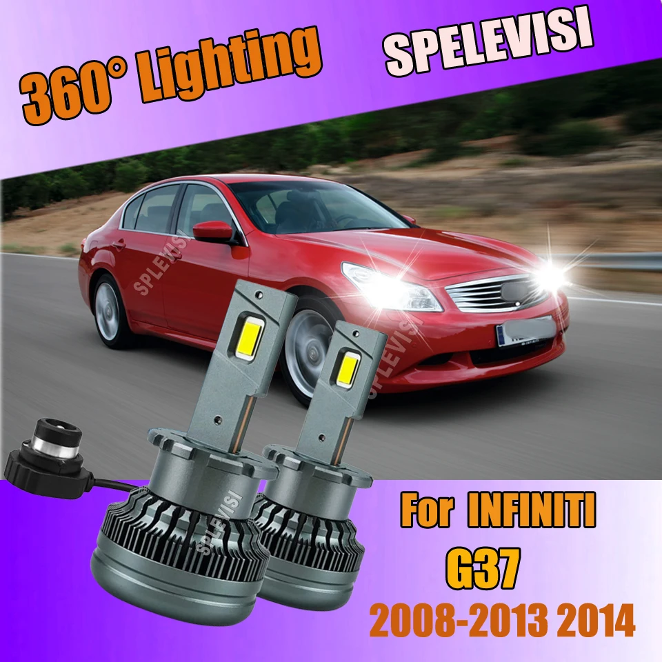D2S Led Headlight  Xenon White 360° Light Increases Visibility and Lifespan For Infiniti G37 2008 2009 2010 2011 2012 2013 2014