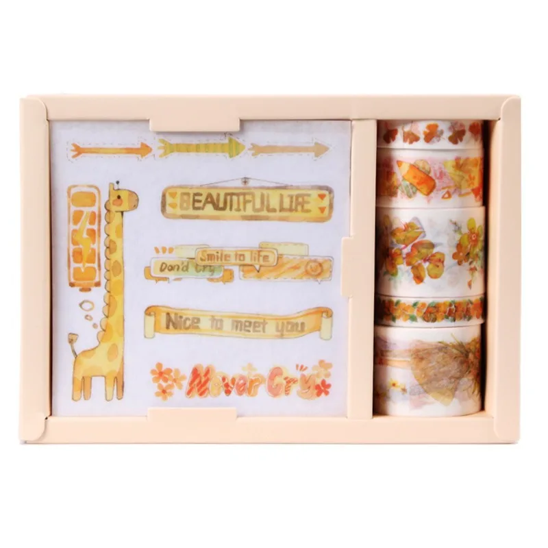 1Set Japanese Paper Tapes Stickers Cartoon Animal Set For Women DIY Craft Diary Album Scrapbooking Supplies Masking Tape Toos
