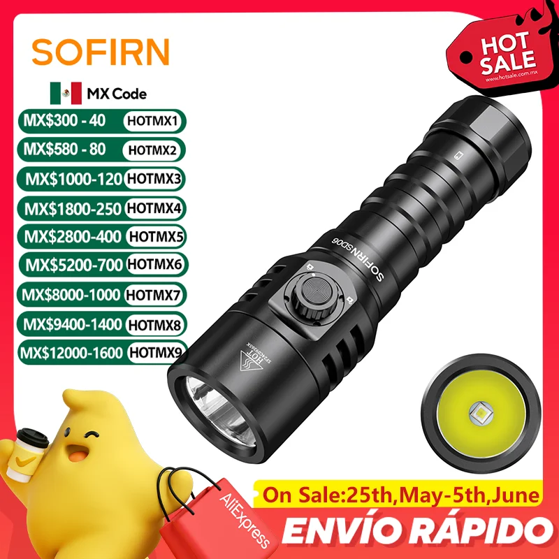 

Sofirn SD06 Diving Flashlight 3200lm SFT70 Powerful 21700 Underwater Diving Lantern Range 472m Deep Scuba Torch IP68 Waterproof