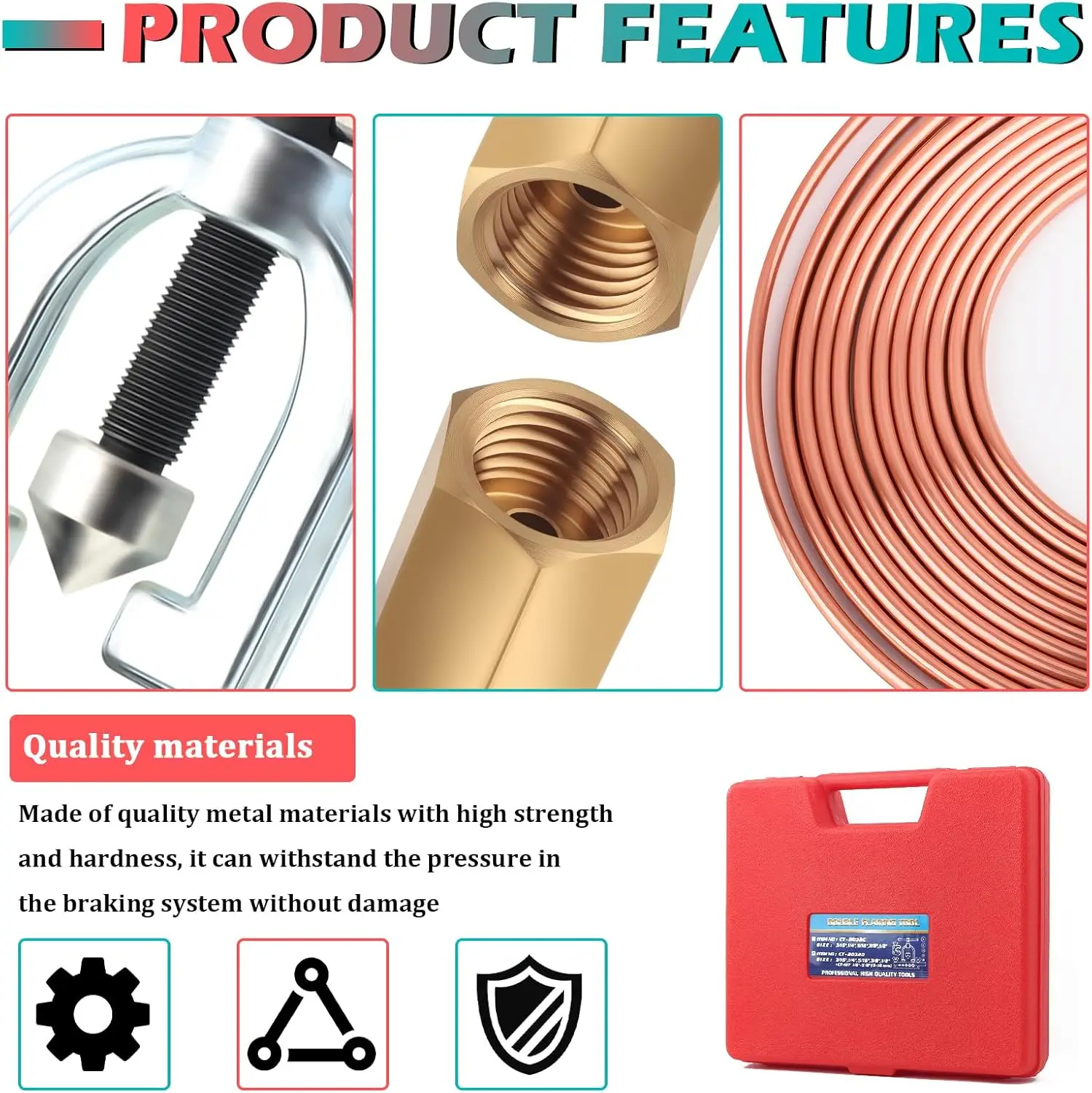 25Ft 3/16' Brake Line Kit with Flaring Tool, Nuts, Adapters, Tube Cutter for Hydraulic Brake Repair