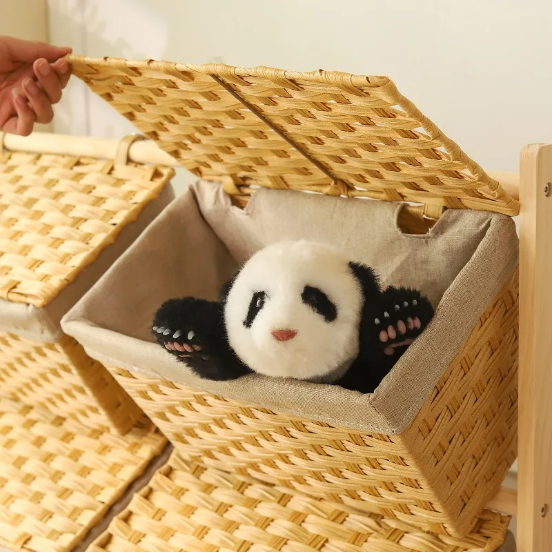 Multi-layer shelves,  imitation rattan braided with cover wheel, floor-to-ceiling sundries, toy storage racks