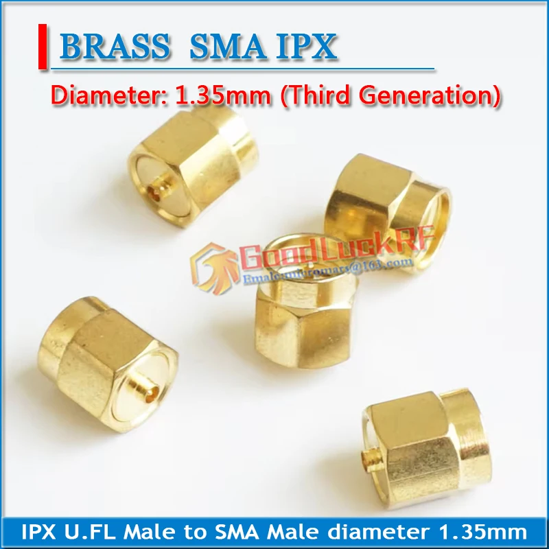 UFL U.FL Male to SMA Male Cable Connector Socket diameter 1.35mm 1.5mm 2mm Straight GOLD Brass Coaxial RF Adapters
