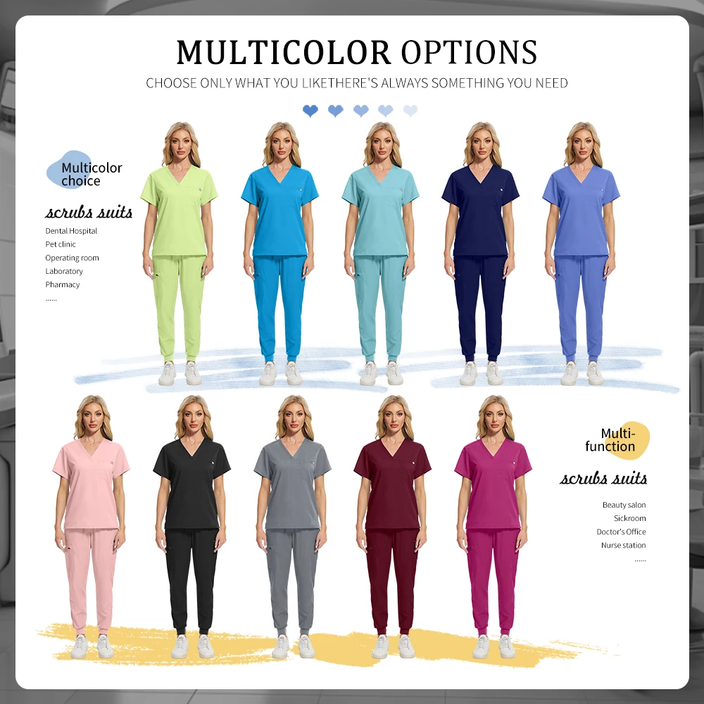 Uniforme d'infirmière de pharmacie, hauts à col en v, pantalons de jogging, ensemble de gommage, vêtements de travail chirurgicaux, combinaison d'allaitement pour dentiste, tenue de médecin d'hôpital, nouvelle collection 2025