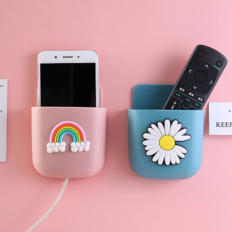 Cartoon Storage Box Living Room Bedroom Wall Background Decorative Storage Remote Control Wall Hanging Storage Box Self-adhesive