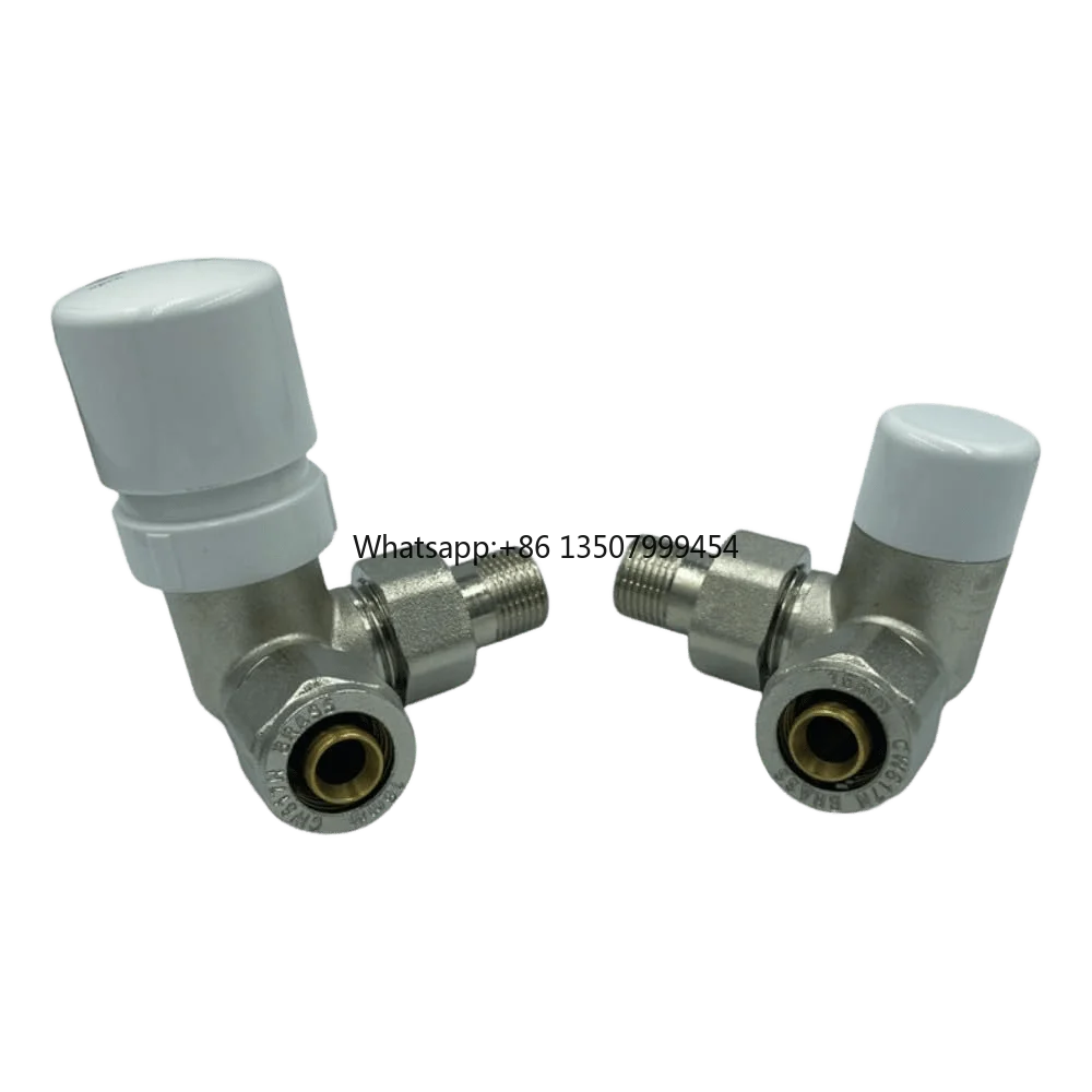 HM 3/8x16 Nickel Plated Brass Thermostatic Angle Valves Universal Right/Left Ball Structure Easy Installation for Water Gas