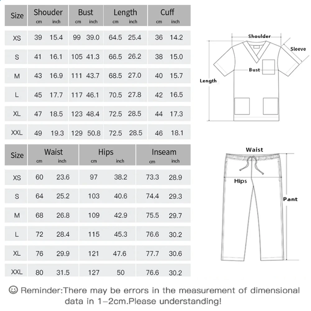 Uniseksowe mundury medyczne z dekoltem w kształcie litery V pielęgniarka zestaw szorstków kobiety lekarz szpital odzież robocza chirurgia jamy ustnej mundurek roboczy z krótkim rękawem